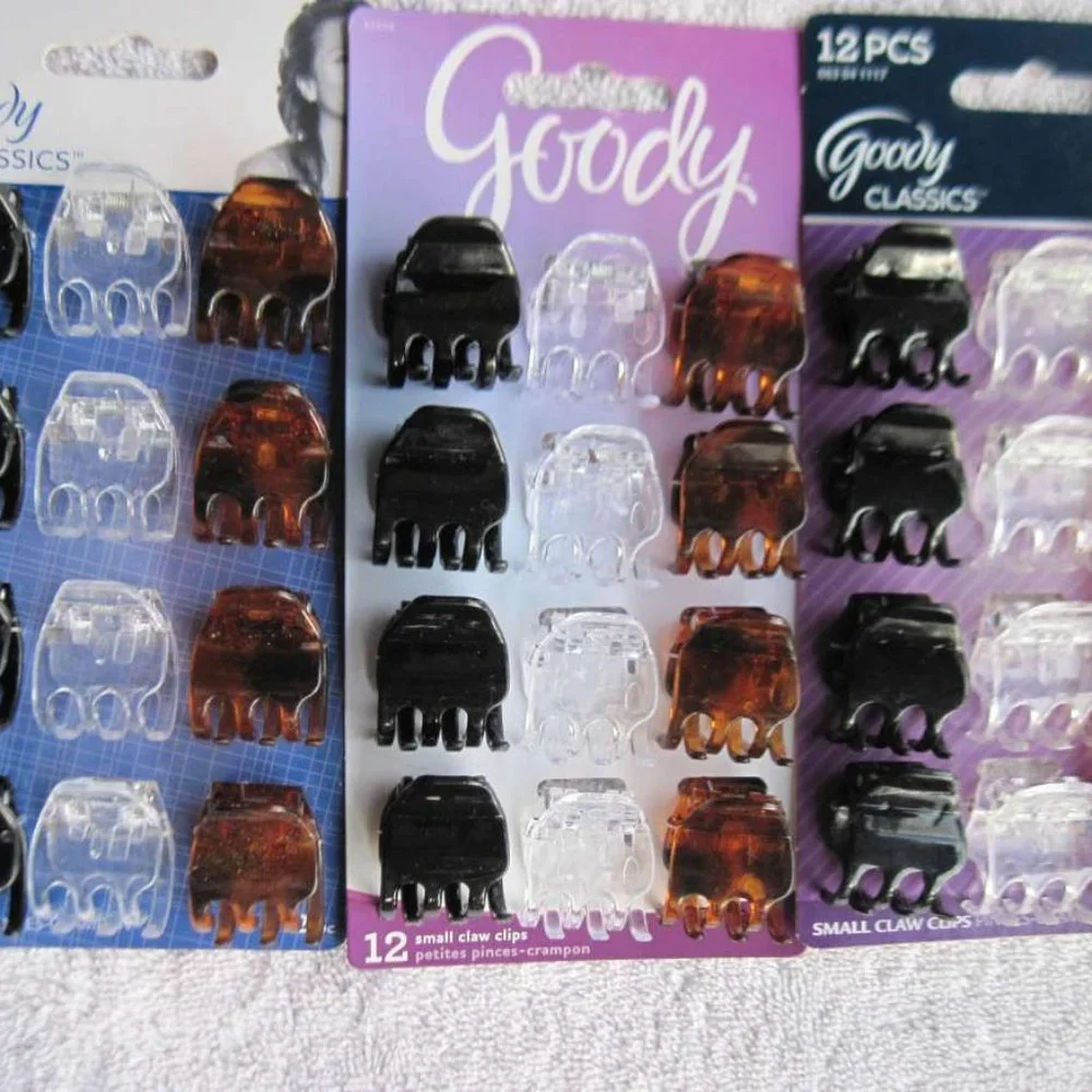 12 Goody Classics Darla Small Claw Clips Hair Jaw Plastic Black Tort Brown Clear